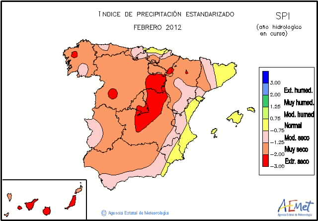AEMET, febrero de 2013: más frío y húmedo de lo normal en España